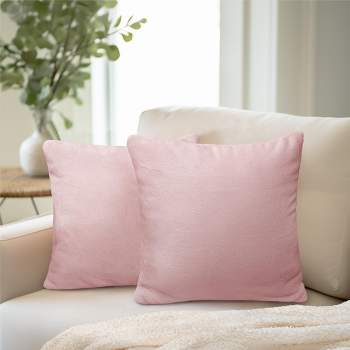 CARRIE HOME Pink Velvet Throw Pillow Covers 18x18 Set of 4 Hot Pink Light  Blush Pink Room Decor Throw Pillows 18 x 18 Soft Decorative Pillows for