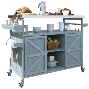 NicBex Rolling Kitchen Island Cart with 2 Cabinets and 3 Open Shelves,Kitchen Island on Wheels with Towel Rack,Island Table for Kitchen - 1 of 4