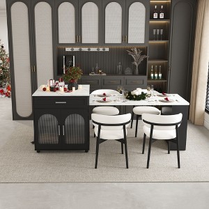 PAGED Foldable Dining Table with Storage and Outlets, Wall-Mounted Sideboard with Wheels, Multifunctional Table for Kitchen and Dining Room - 1 of 4