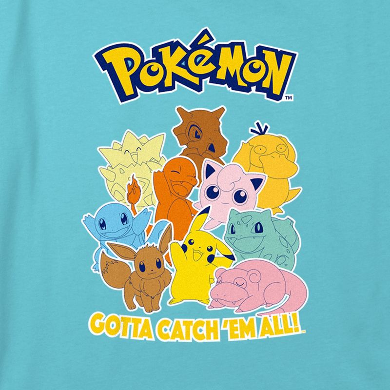 Girl's Pokemon Colorful Gotta Catch 'Em All Group Crop Top T-Shirt, 2 of 4
