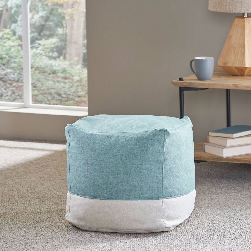 Tattnall Contemporary Two-Tone Fabric Cube Pouf - Christopher Knight Home, 3 of 10