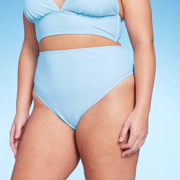 Peek & Beau Curve Exclusive high waist bikini bottom in baby blue crinkle -  ShopStyle Two Piece Swimsuits