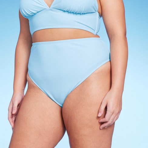 Women's High Leg Cheeky High Waist Bikini Bottom - Wild Fable™ Light Blue X