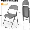 VINGLI Folding Chairs All Steel Metal Frame, Capacity 350 lbs, Durable Portable and Versatile for Indoor Outdoor Use, Gray, Set of 4 - 3 of 4