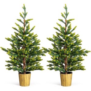 VINGLI 4ft Artificial Christmas Trees (2-Pack), PE Material, Plastic Pots, 119 Tips Each, for Bedroom Office Dorm Decor - 1 of 4
