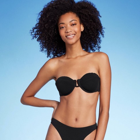 ASOS DESIGN fuller bust mix and match underwired balconette bikini top in  black