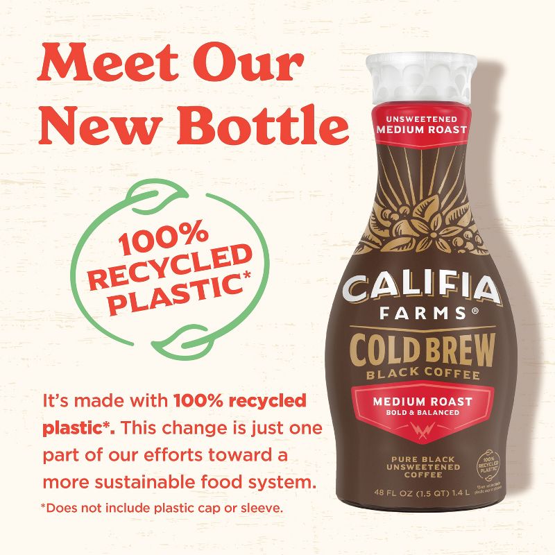 Califia Farms Pure Black Medium Roast Cold Brew Coffee - 48 fl oz, 2 of 8