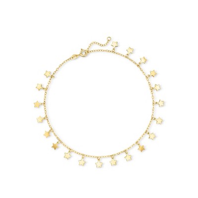 Pure Collection by Ross-Simons Italian 14kt Yellow Gold Star Station Anklet Size 9