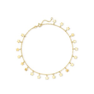 Pure Collection by Ross-Simons Italian 14kt Yellow Gold Star Station Anklet Size 9 - 1 of 3