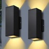 DAKAFUL 2-Pack Outdoor Wall Light Fixtures with LED Bulbs, Rustproof Aluminum Up Down Lights for House, Porch, Garage Black - 2 of 4