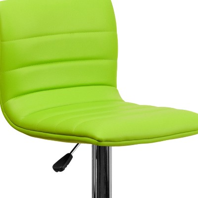Modern Green Vinyl Adjustable Swivel Bar Stool with Chrome Base