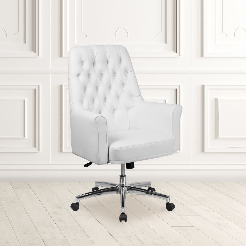 Flash Furniture Mid-Back Traditional Tufted LeatherSoft Executive Swivel Office Chair with Arms, 3 of 12