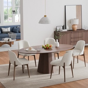 Spassway 67"L*33.5"W*30"H Oak Wood Dining Table for 6 People with Solid Wood Pedestal Kitchen Table for Living Room Dining Room - 1 of 4