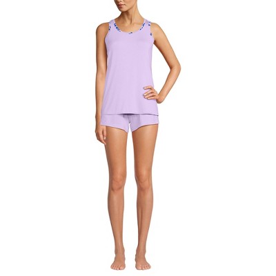 Lands' End Women's Cooling 3 Piece Pajama Set - Robe Tank and Shorts