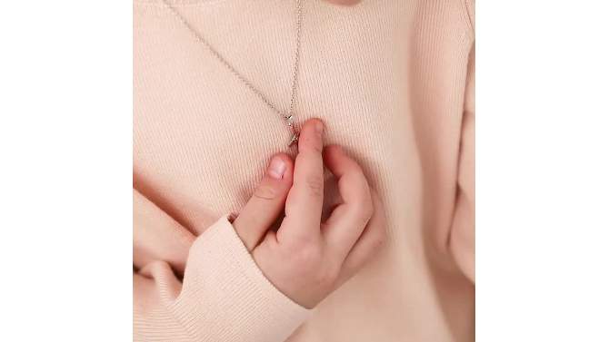 Girls' Flower CZ Cross Sterling Silver Necklace - In Season Jewelry, 2 of 7, play video