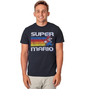 Seven Times Six Super Mario World T-Shirt Men's Distressed Rainbow Stripe Graphic Tee - 1 of 4