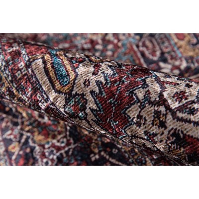 Karachi Burgundy and Blue Wool Rectangular Area Rug