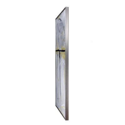 Large Gray and Yellow Abstract Oil Painting on Canvas