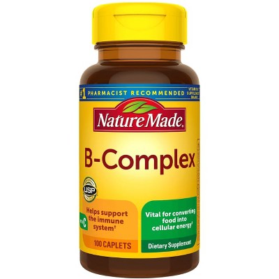 Nature Made B Complex With Vitamin C, Dietary Supplement for Immune System Support, 100 Caplets, 100 Day Supply.
