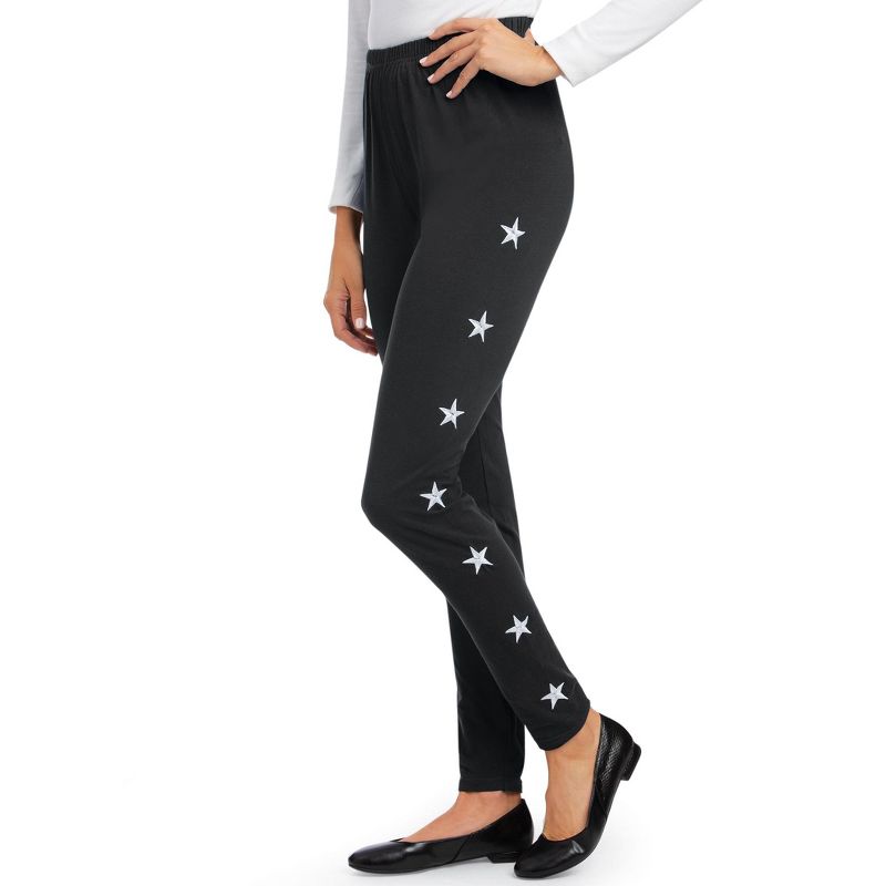 Collections Etc Star Embroidered Leggings, 3 of 5