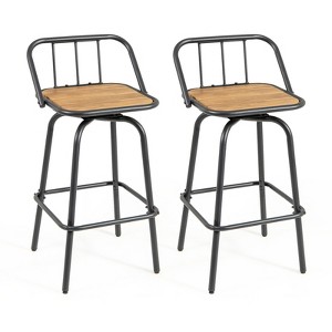 Tangkula 27.5" Heavy-duty Metal Frame Bar Height Chairs w/ Footrest & Backrest for Patio - 1 of 4