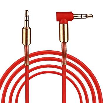 Sanoxy 3.5mm Male to M Aux Cable Cord L-Shaped Right Angle Car Audio Headphone Jack (Red)