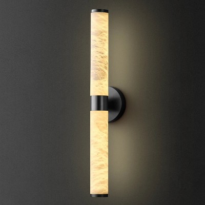 24" Spanish Natural Alabaster LED Wall Sconce Flush Mount Light