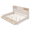 Sapphtopaz Wooden Daybed Bed Frame with 3 Drawers & Pushable Top Storage Shelf Platform Bed Frame with USB Ports & Outlets for Bedroom - 3 of 4