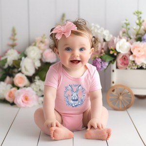 The Juniper Shop Blue Willow Bunny Baby Short Sleeve Bodysuit - 1 of 4