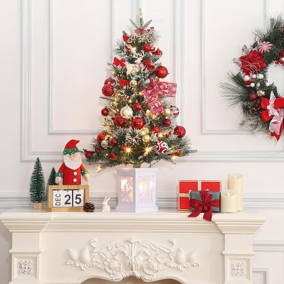 3FT Pre-Lit Artificial Christmas Tree,Tabletop Christmas Tree with Pine Cones
