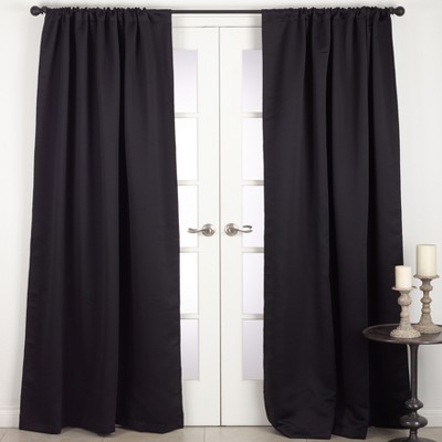 54"x96" Blackout Solid Curtain Panels Black - Saro Lifestyle