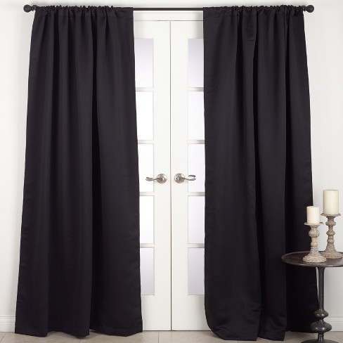 54"x96" Blackout Solid Curtain Panels Black - Saro Lifestyle : Target