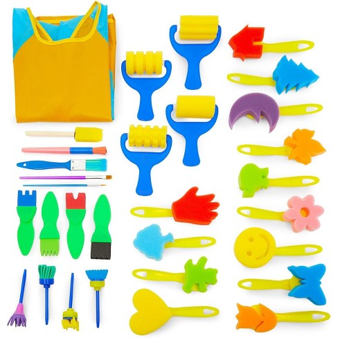 Painting Tools for Kids Arts and Crafts,DIY Early Education Art Graffiti Foam Brushes for Painting CQACQ Foam Paint Brushes Set of 30pcs Assorted Shape & Sizes Sponge Paint Brush Foam Brushes Kit