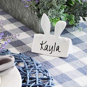 AuldHome Design Bunny Place Card Holders 6pk, Easter Spring Ceramic Reusable Place markers for Table
