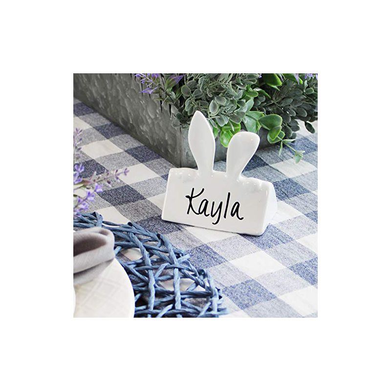 AuldHome Design Bunny Place Card Holders 6pk, Easter Spring Ceramic Reusable Place markers for Table, 1 of 9