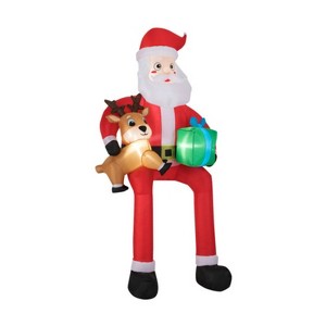 SEVOBAL Inflatable Holiday Decorations 9.5ft Inflatable Sitting Santa Decor Quick Inflation Outdoor Xmas Decor, Red, 50.4"*54"*114" - 1 of 4