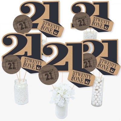 Big Dot of Happiness Finally 21 - 21st Birthday Party Centerpiece Sticks - Table Toppers - Set of 15