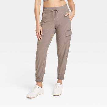 Women's Stretch Woven High-Rise Taper Pants - All In Motion™ Light Beige L