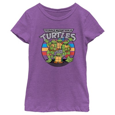 Girl's Teenage Mutant Ninja Turtles Distressed Retro Striped Brothers T ...