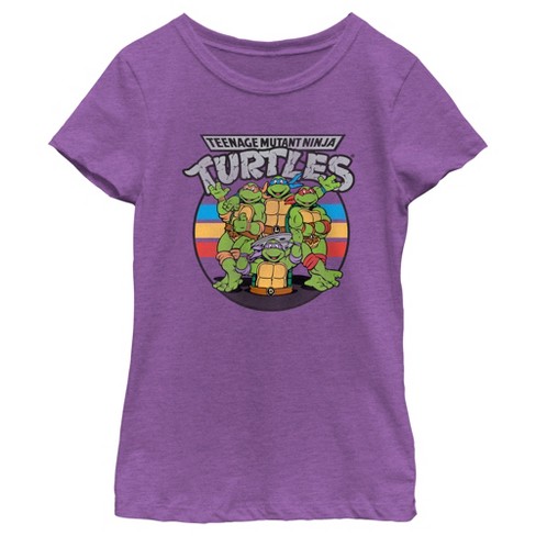 Girl's Teenage Mutant Ninja Turtles Distressed Retro Striped Brothers T ...
