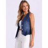 INSPIRE CHIC Women's V Neck Sleeveless Button Down Waistcoat Fashion Denim Vest - 4 of 4