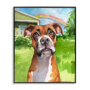 Stupell Industries Boxer and Rainbow Portrait Framed Giclee Art - 1 of 4
