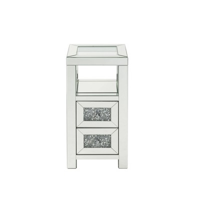 Noralie Mirrored Glass Accent Table with Faux Diamonds