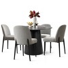 5-piece Dining Set for 4, 42'' Solid Wood Black DIning Table Set with 4 Linen Fabric Dining Chairs, Dining Room Furniture - Maison Boucle - 4 of 4