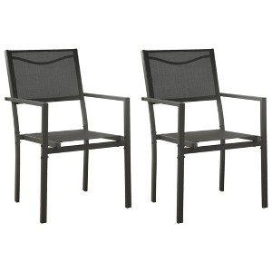 vidaXL Patio Chairs 2 pcs Textilene and Steel Black and Anthracite - 1 of 4