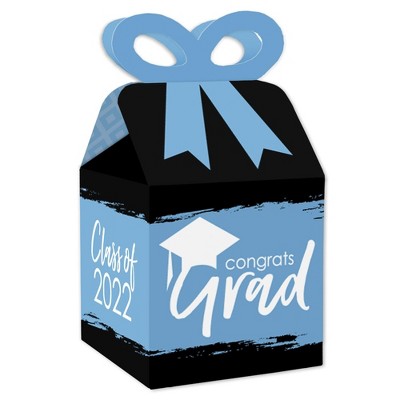 Big Dot of Happiness Light Blue Grad - Best is Yet to Come - Square Favor Gift Boxes - 2022 Light Blue Graduation Party Bow Boxes - Set of 12
