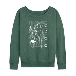 Women's - Predator - Digital Alien Diagram Lightweight French Terry Wide Neck Long Sleeve Graphic Shirt - 1 of 4