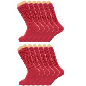 Women’s Slouch Scrunch Socks 12 Pairs Cotton Knee-High Shoe Size 5-10 - 1 of 4