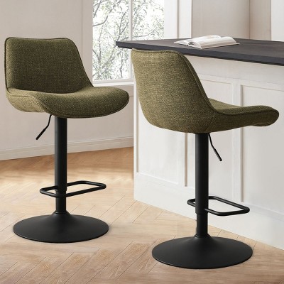 Modern Fabric Bar Stools with 360° Swivel and Adjustable Height, Padded Counter Stools for Kitchen Island or Home Bar-Maison Boucle