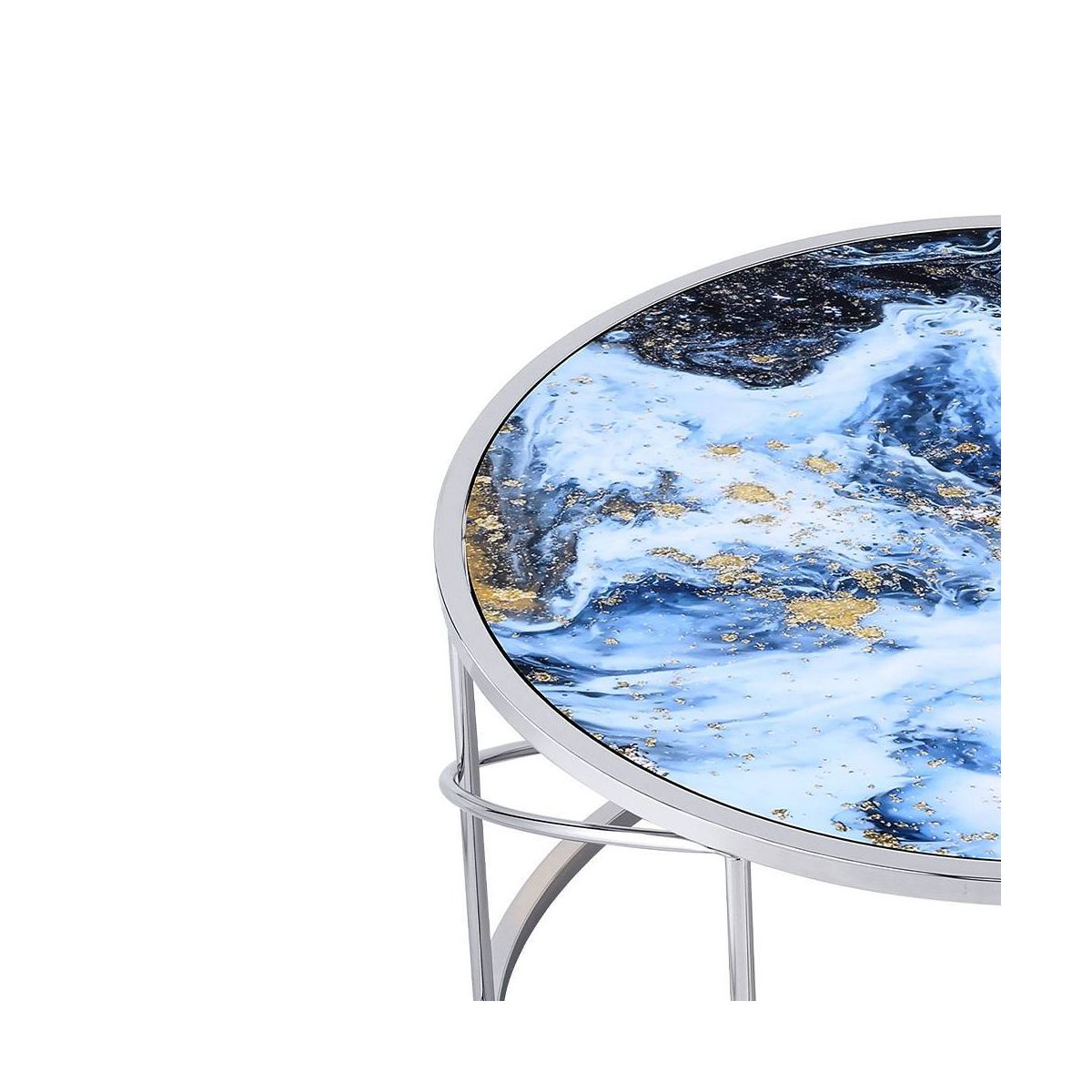 Acme Furniture Lyda Coffee Table Blue Marble Print/Chrome Finish - thumbnail 3